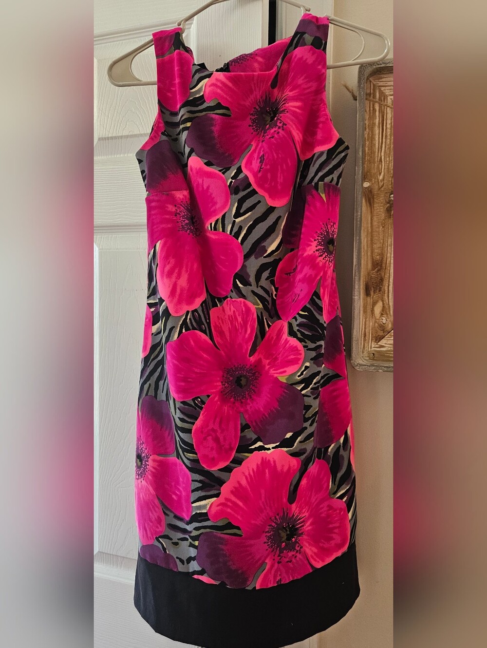 AB Studio Hot Pink Floral Zebra-Print Shift Dress